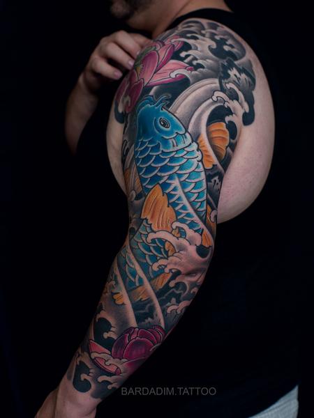 tattoos/ - Japanese Sleeve Koi and Lotus - 134218
